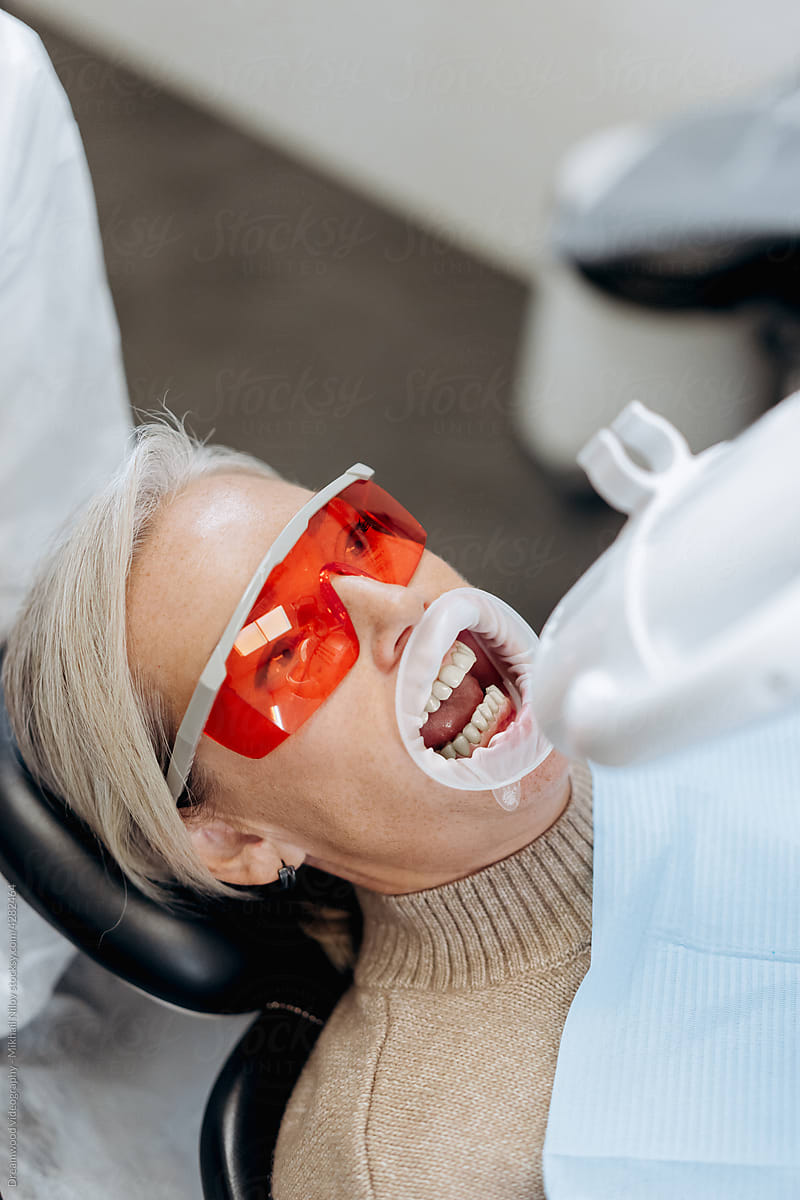 Teeth whitening in a dental clinic