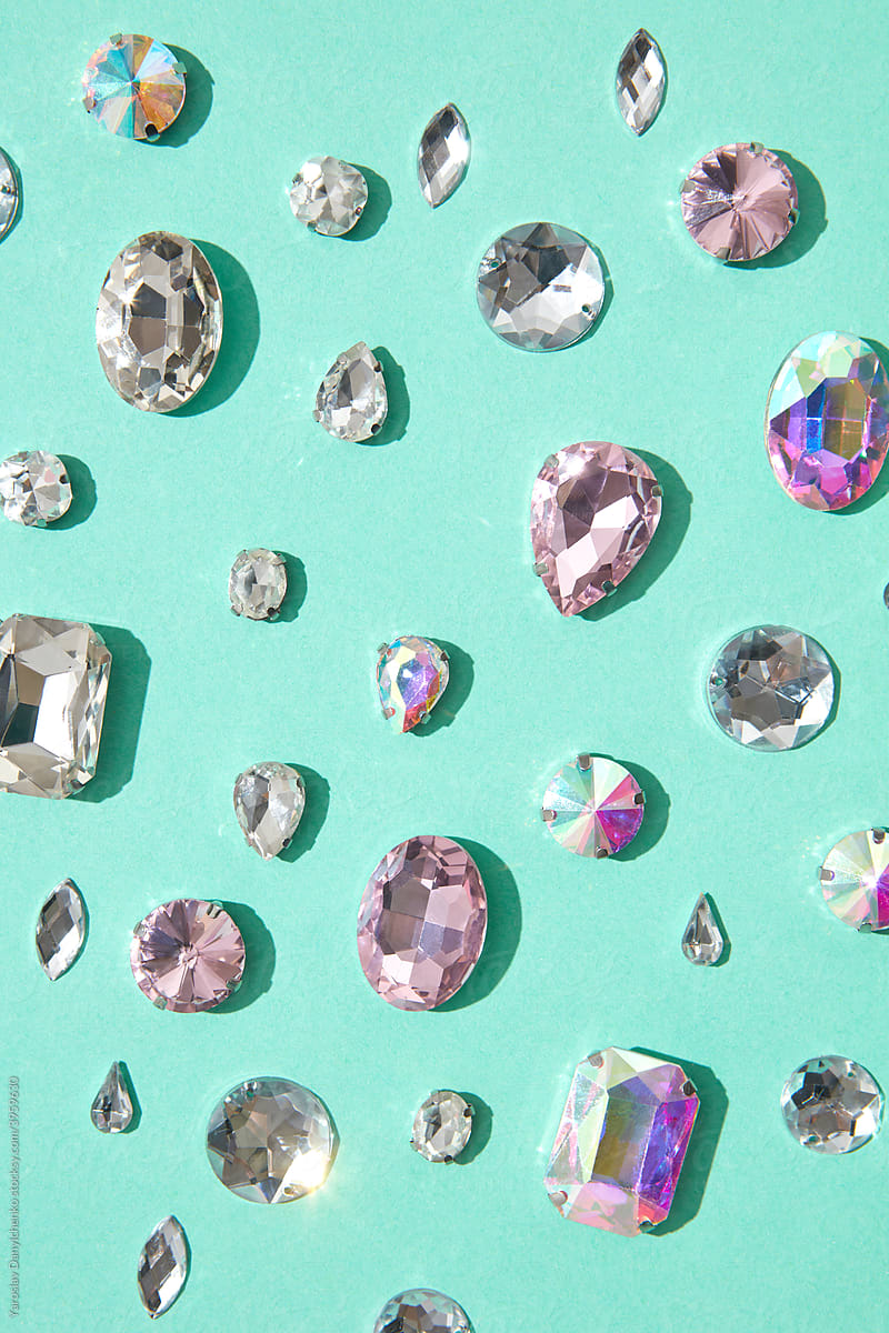 Closeup of shiny gemstones