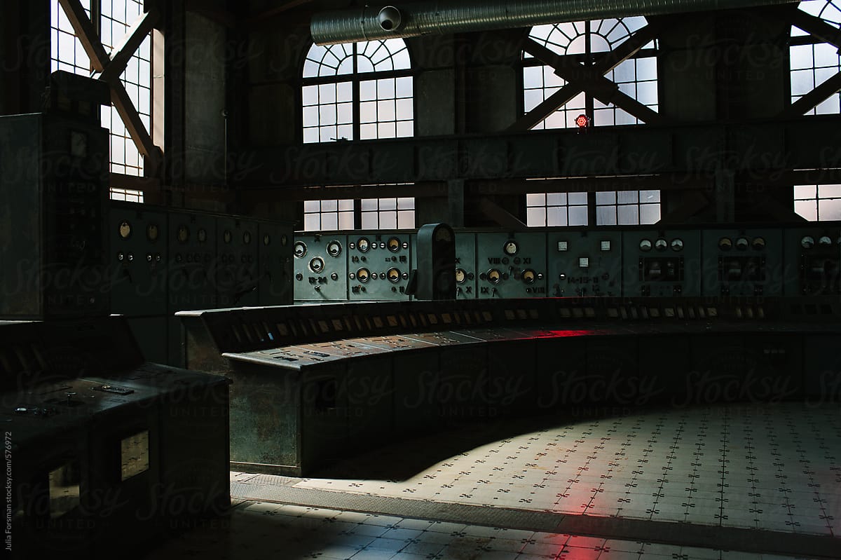 Control room of disused power station.