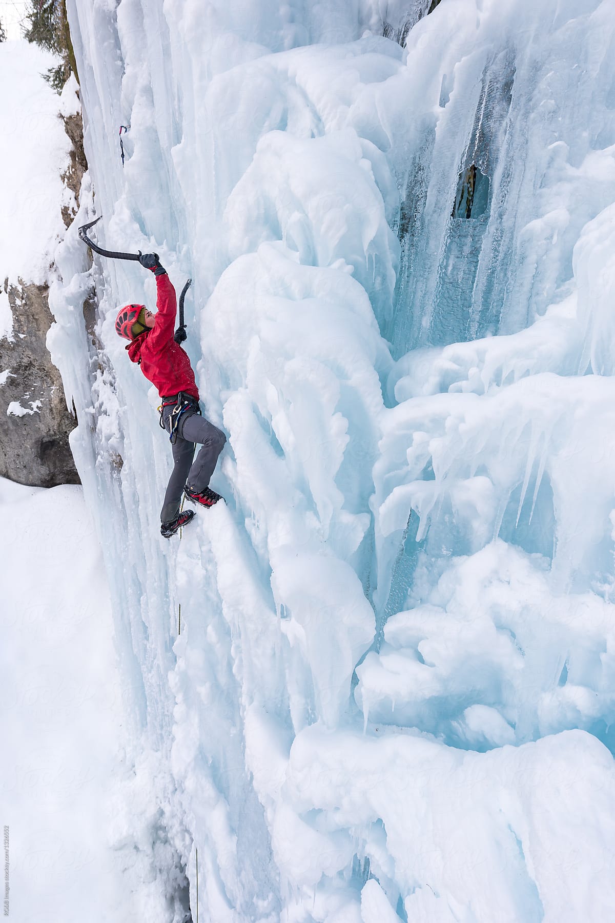 female ice climber