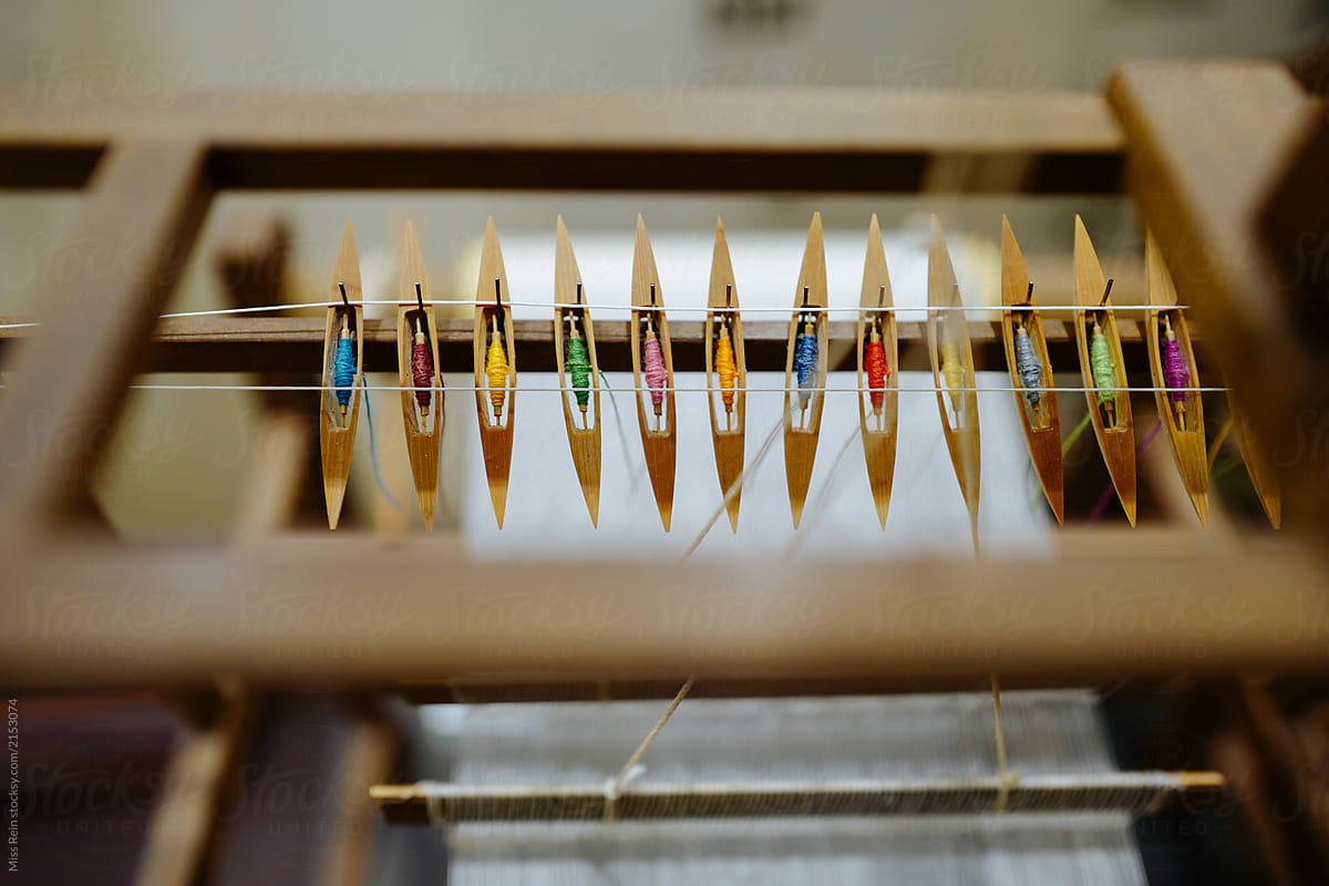 Wooden looms for Chinese silk tapestry