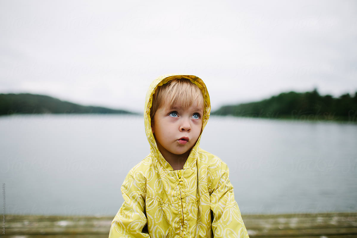 Wide eyed little girl in the Finnish Archipelago.