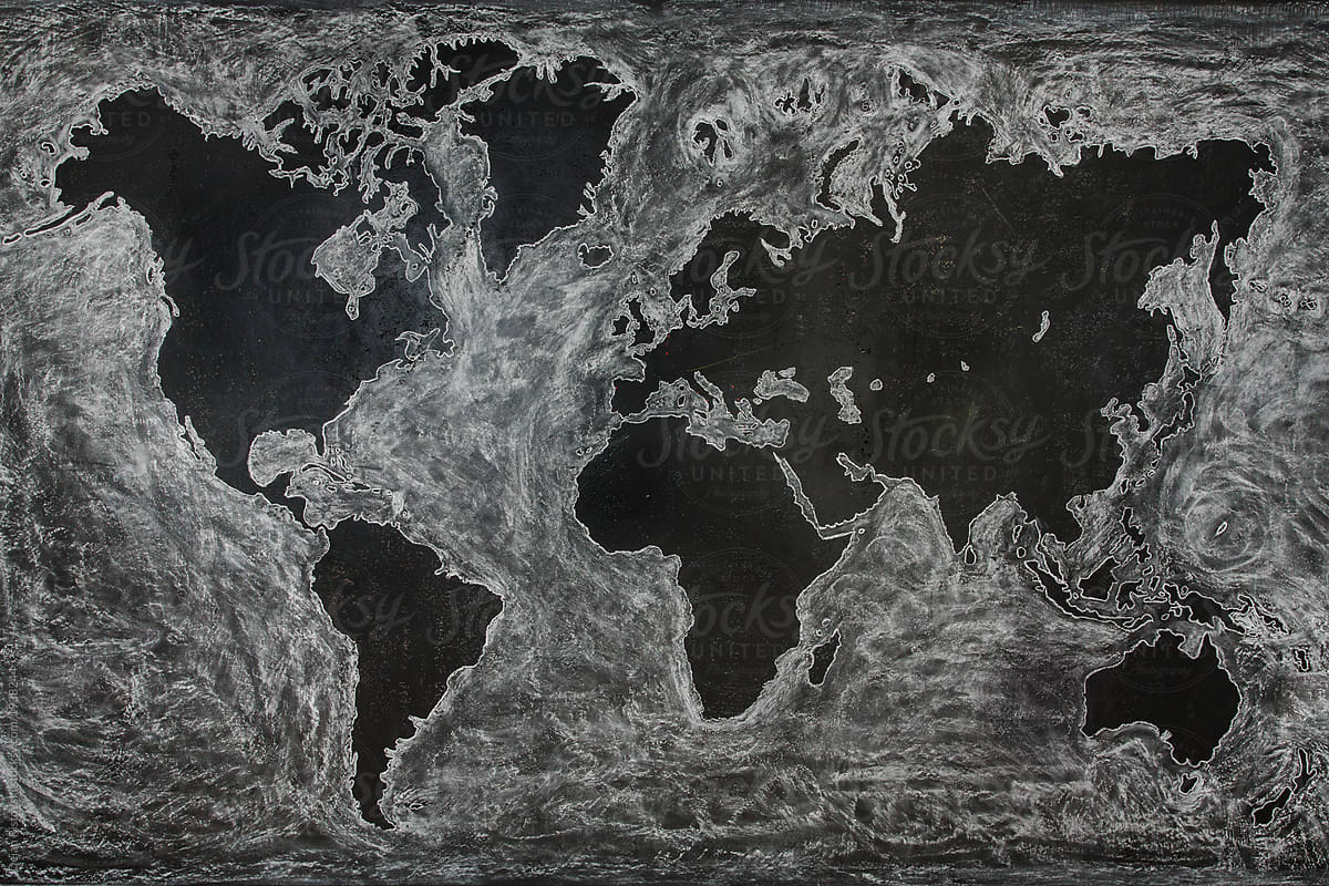 World Map On Blackboard porDejan Ristovski