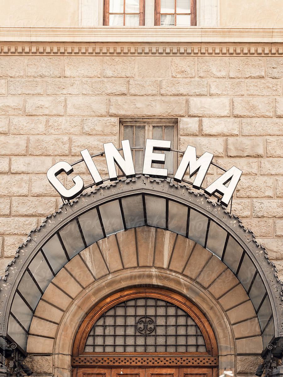 Old cinema sign in Florence, Tuscany, Italy