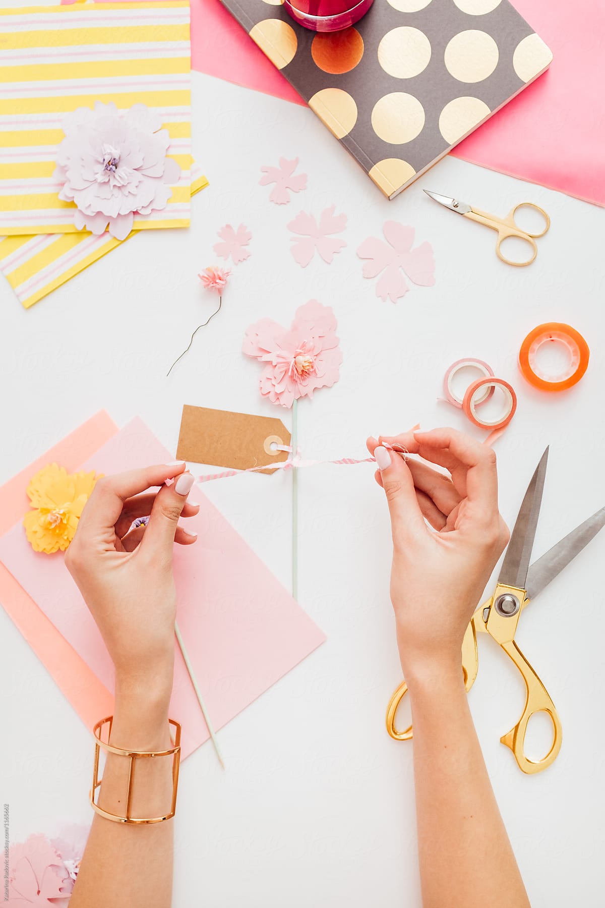 Woman Making Paper Flowers
