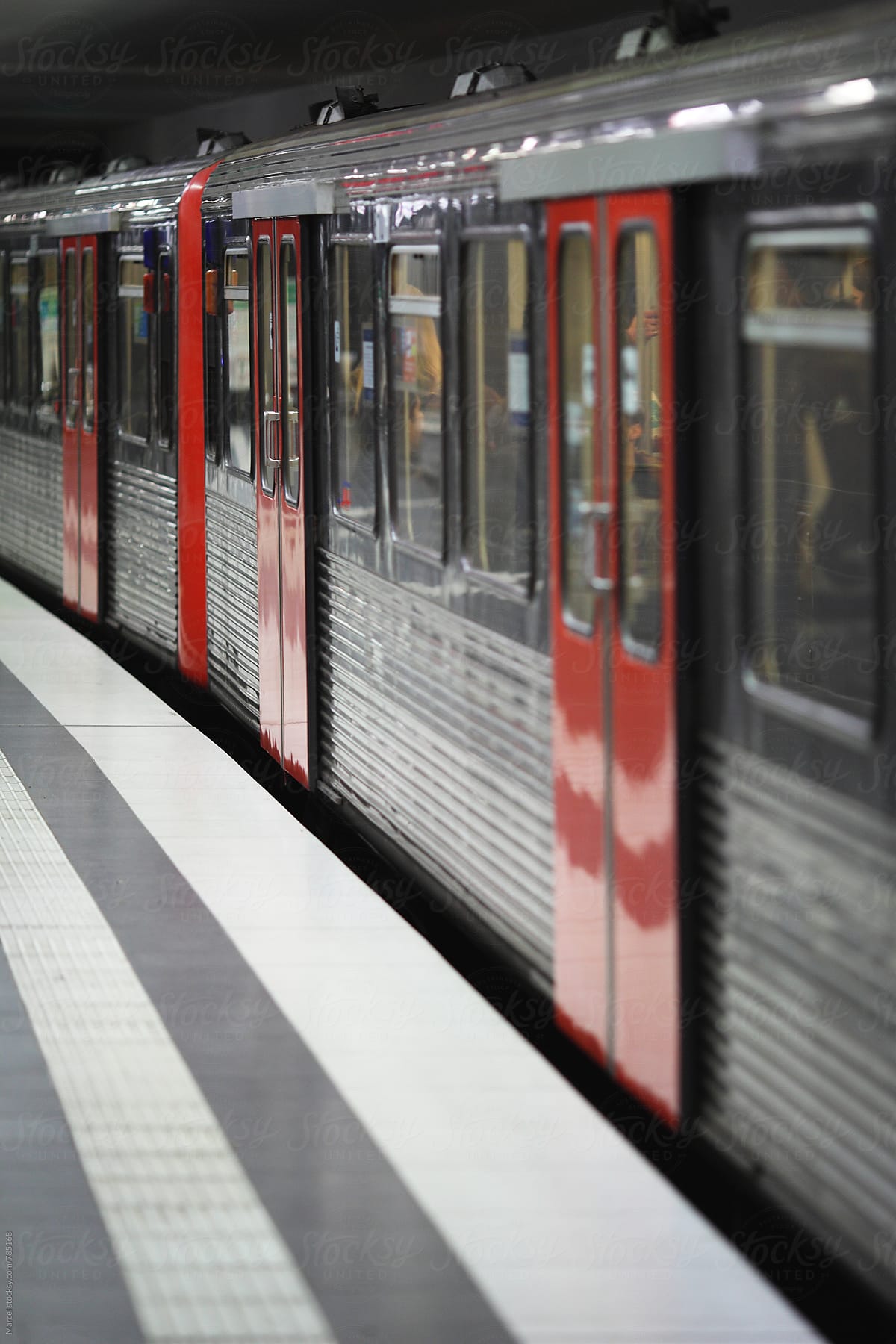 Moving subway train in Hamburg