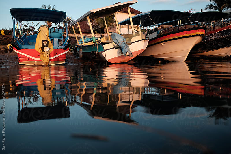 Boats Reflected in a Bali Inlet