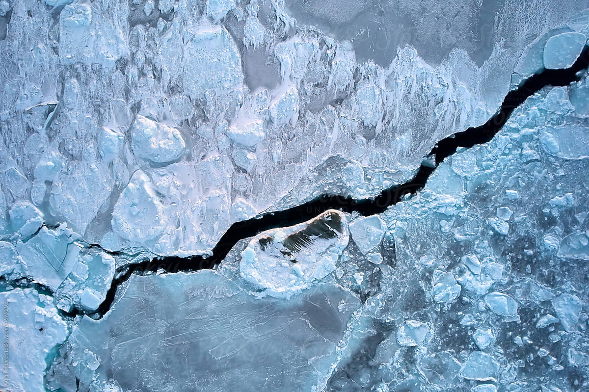 Arctic Climate change - cracked sea ice aerial