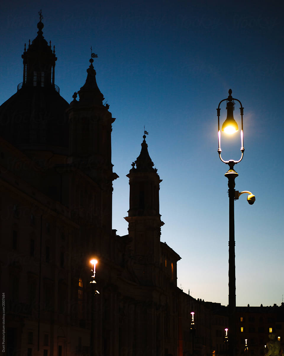 Silhouette of cathedral in night