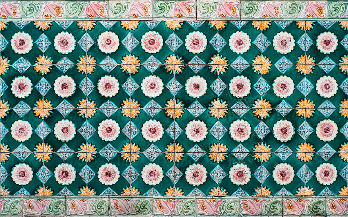 Aged Colorful Tiles Pattern