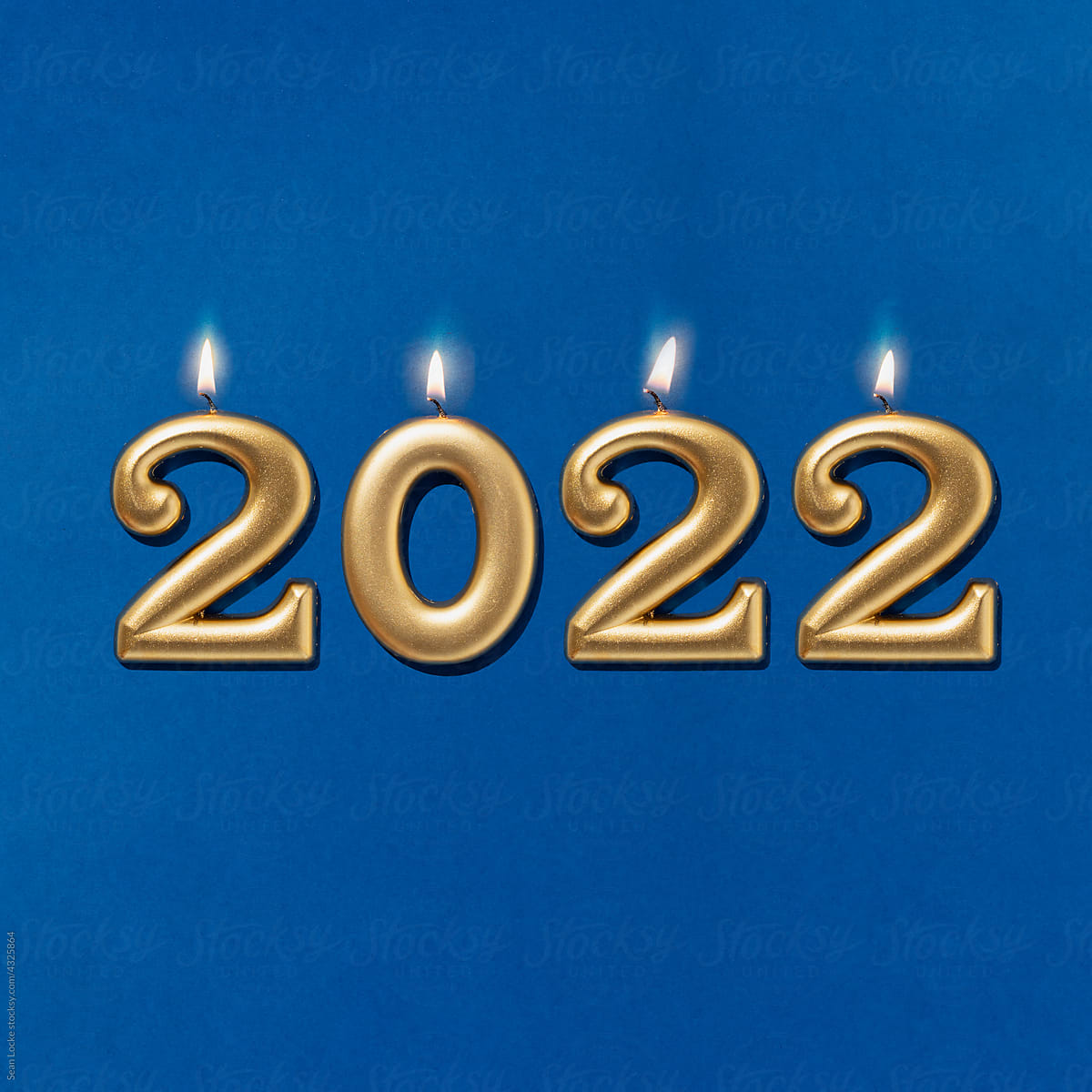 2022 New Year\'s Candles On Classic Blue Background