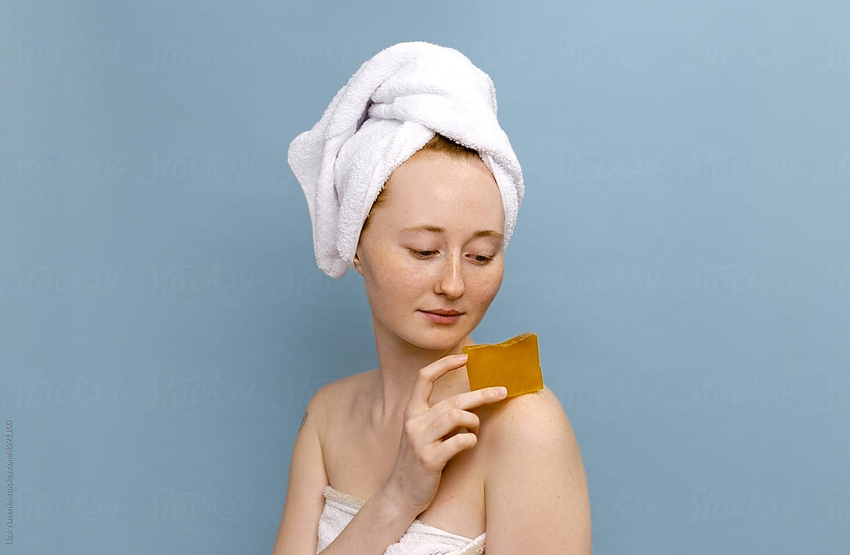 Beauty Portrait Of Young Woman With Soap