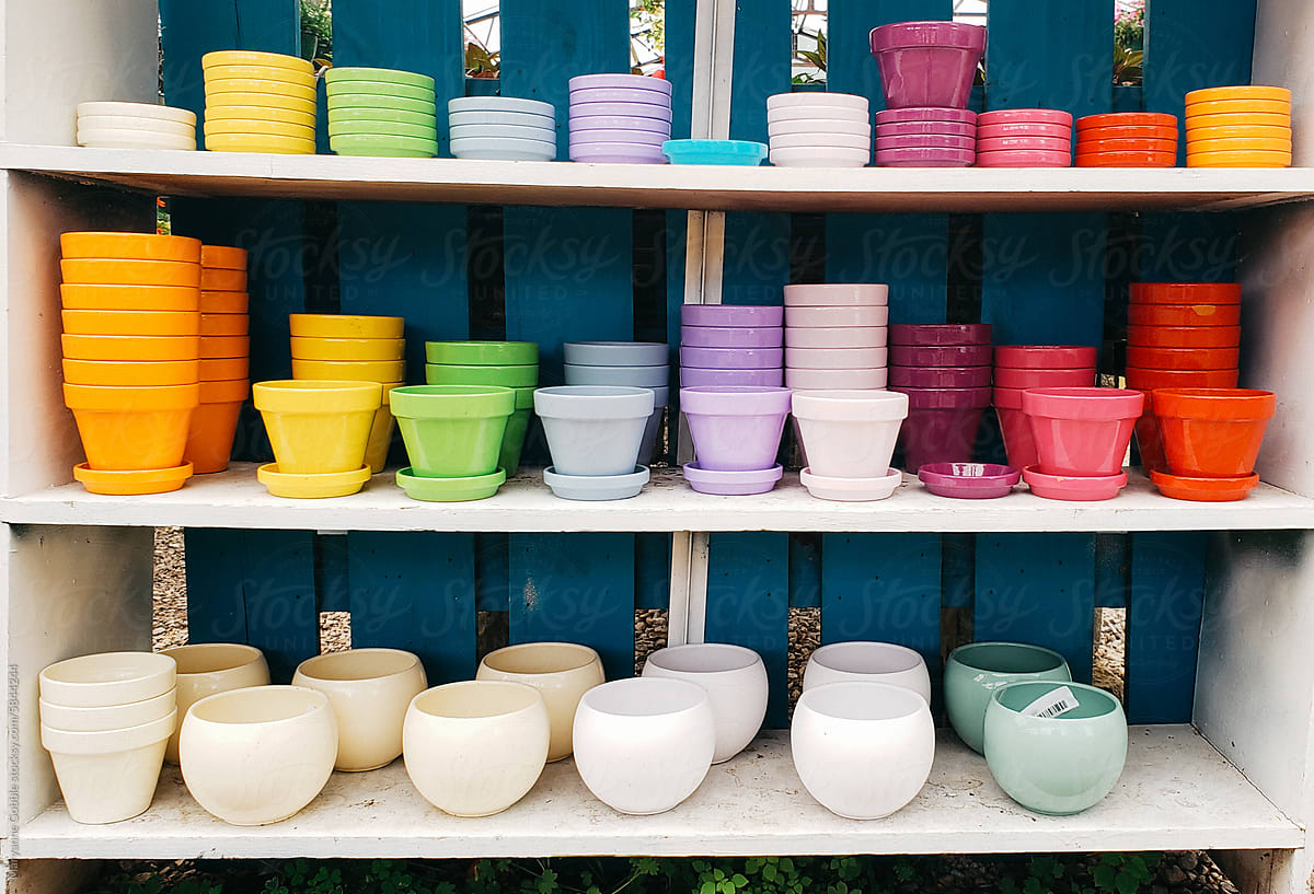 Colorful Pots in Garden and Plant Store