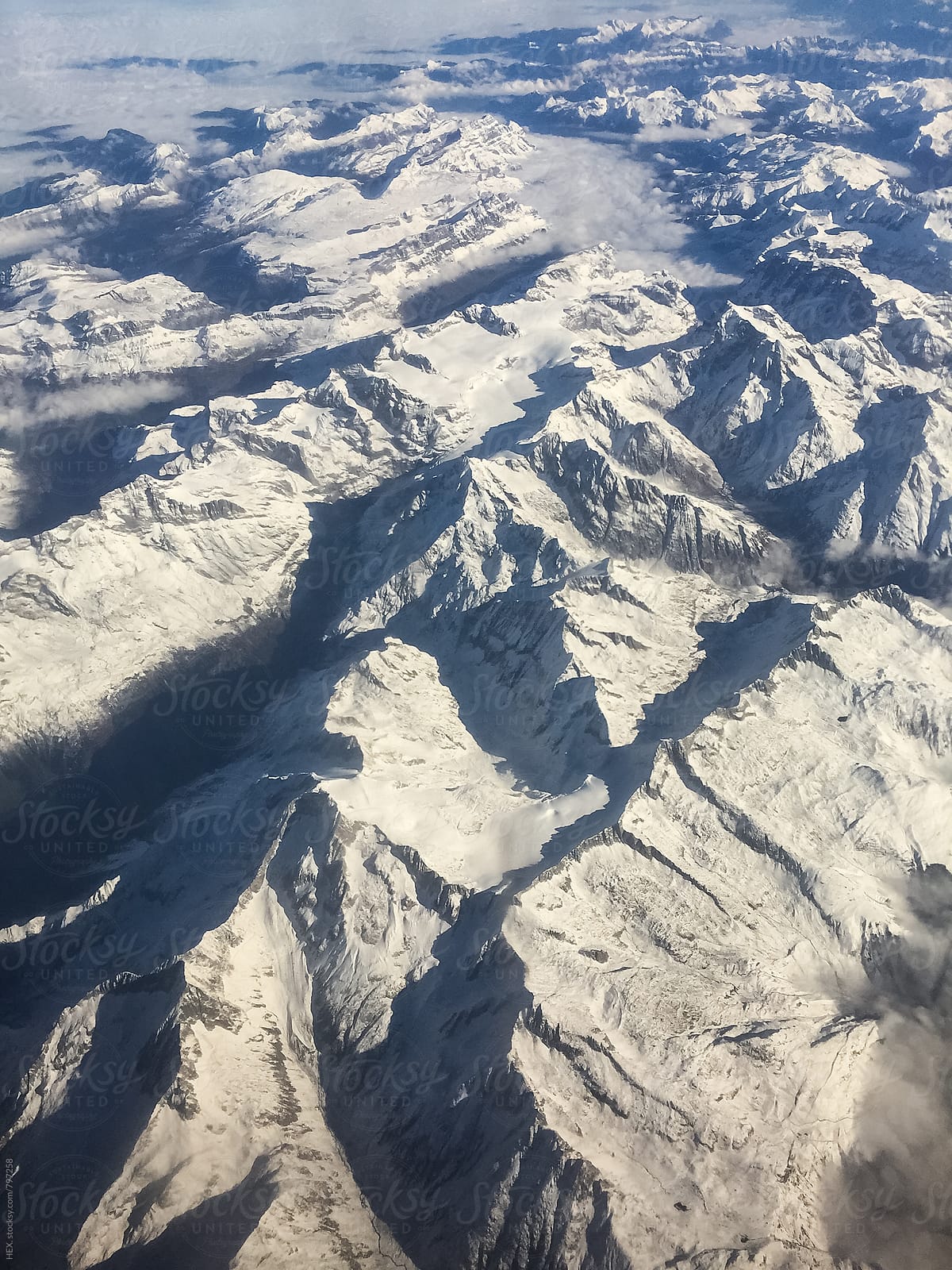 Aerial View of Alps Chain in Europe