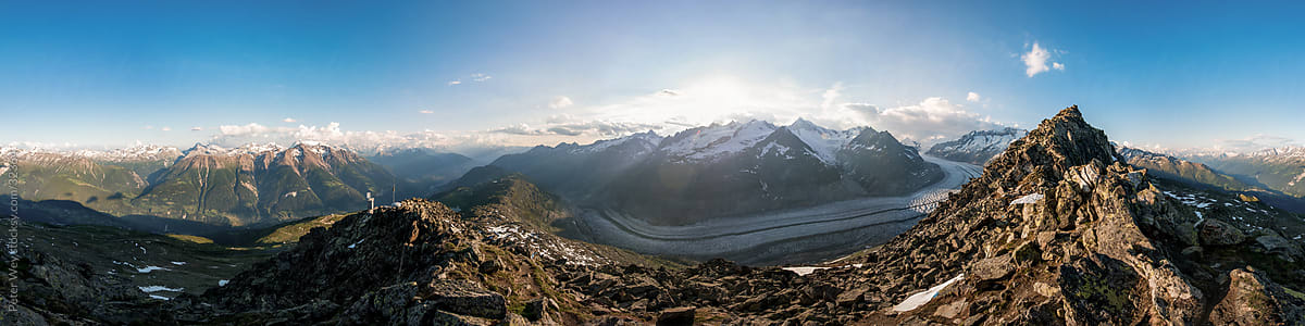 Mountains of Switzerland: 360 degree panorama from Bettmerhorn w