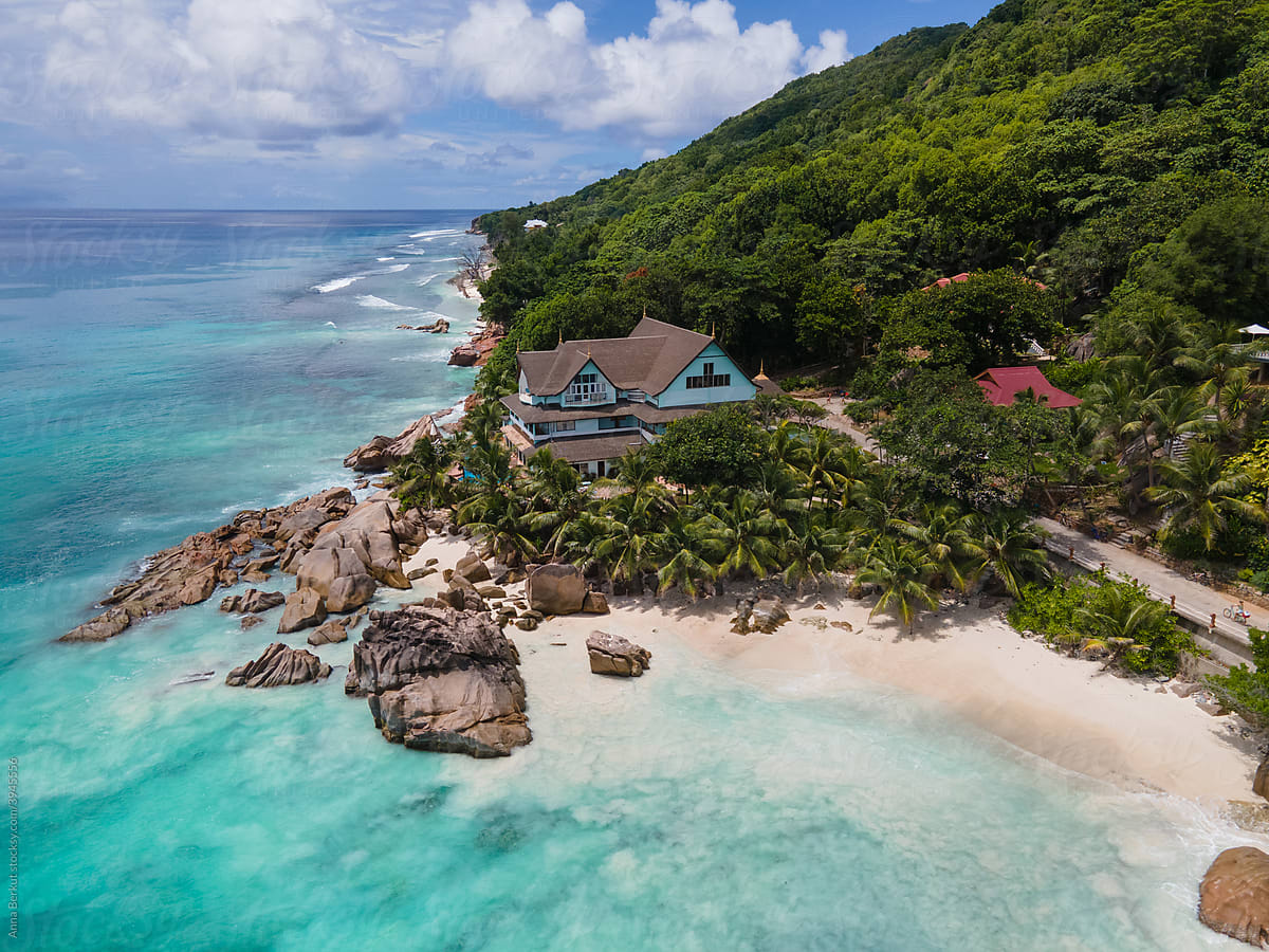 Seychelles beach, vacation travel to La Digue island