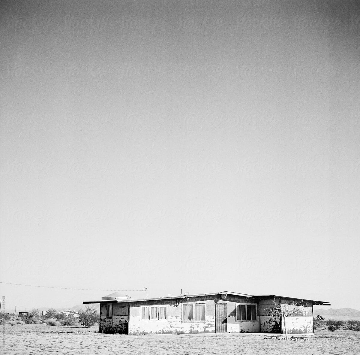 An Old Rundown House in the Desert in Black and White