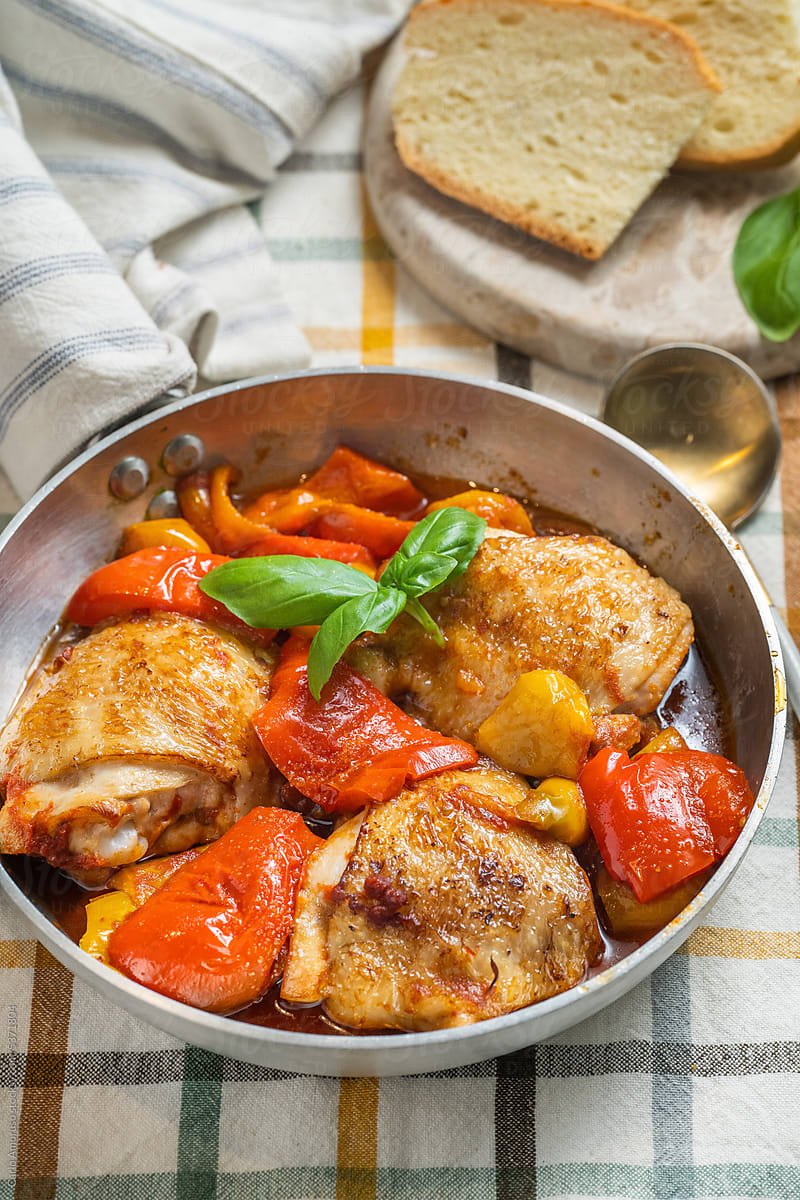 Chicken Thighs with Red Bell Peppers