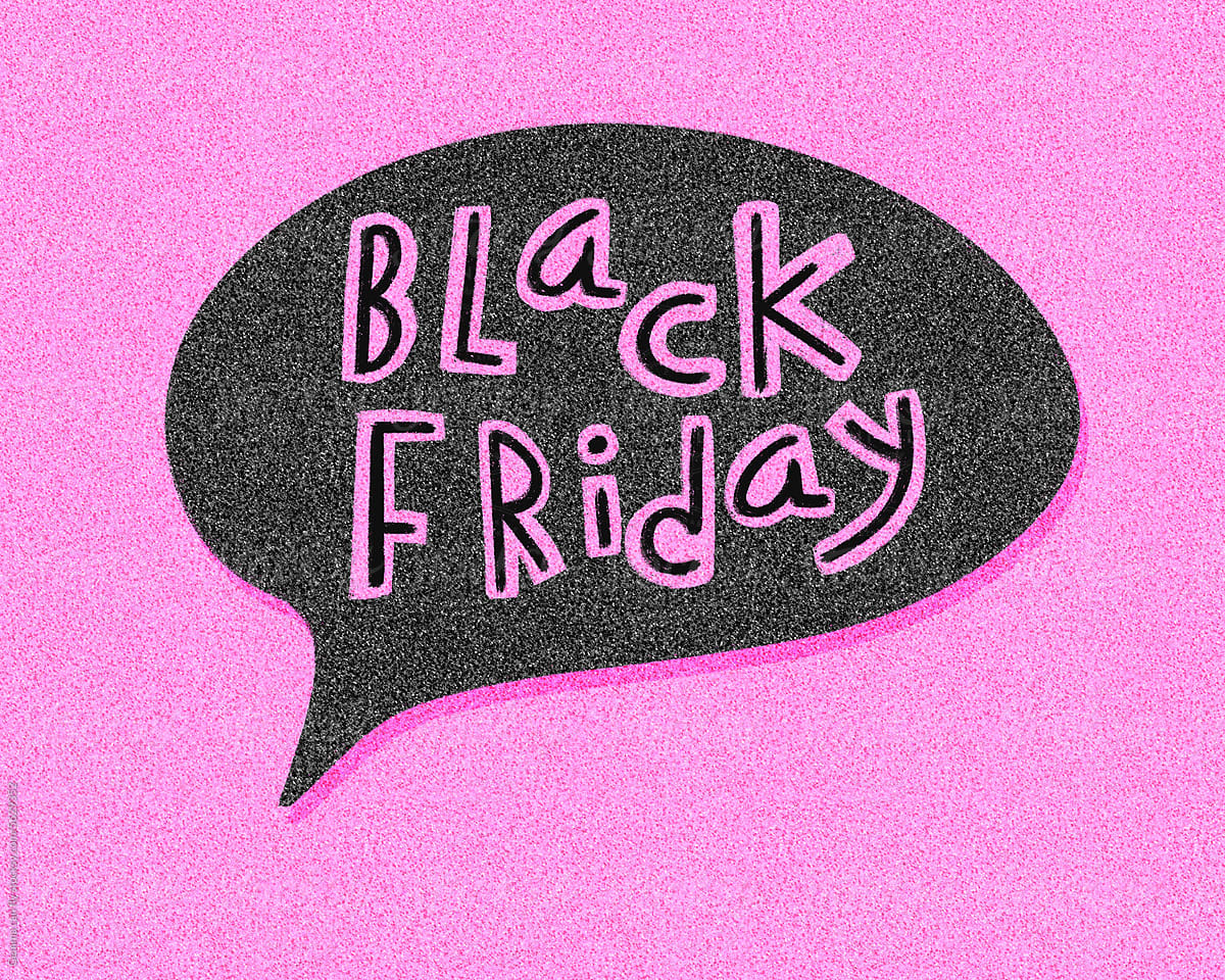 Black Friday Retro glitter dialogue bubble on pink illustration