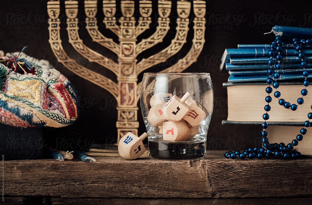 Hanukkah Things on Shelf