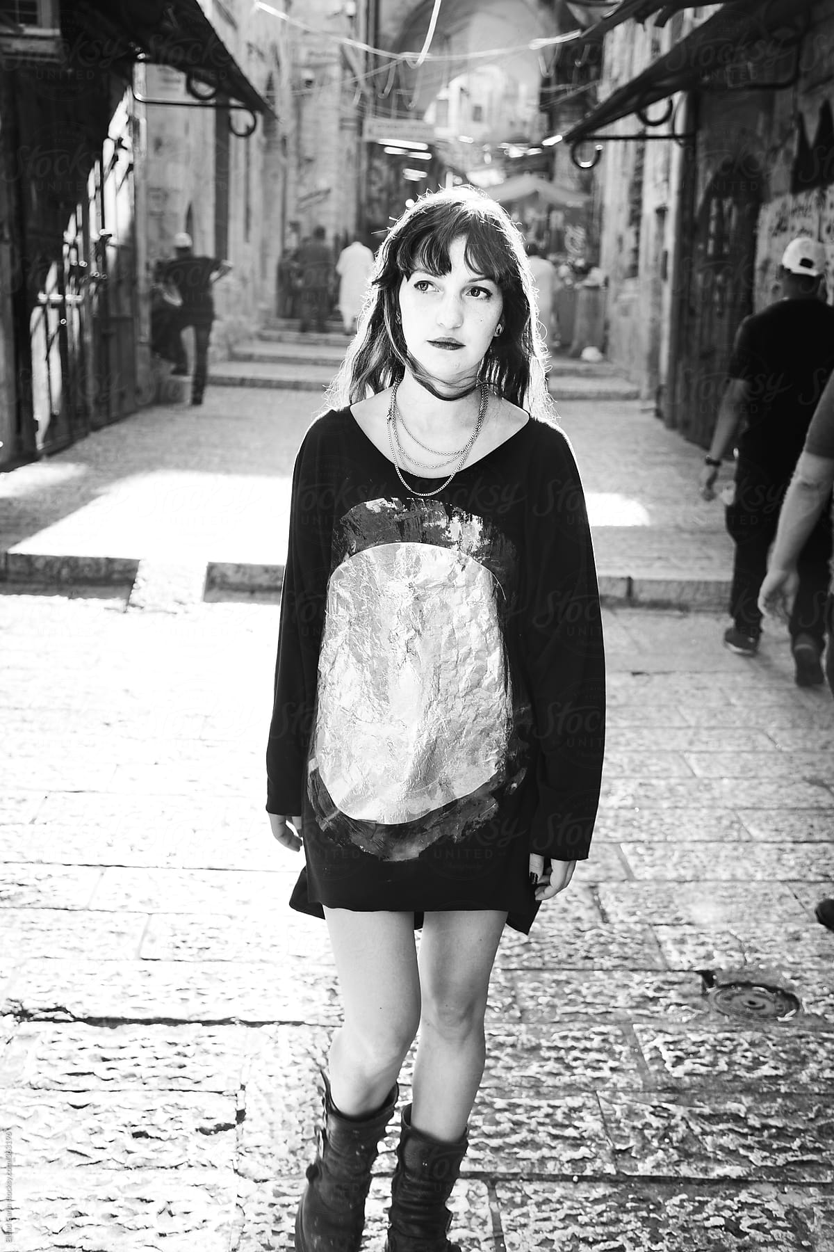 Rock Girl at an Old Jerusalem Street
