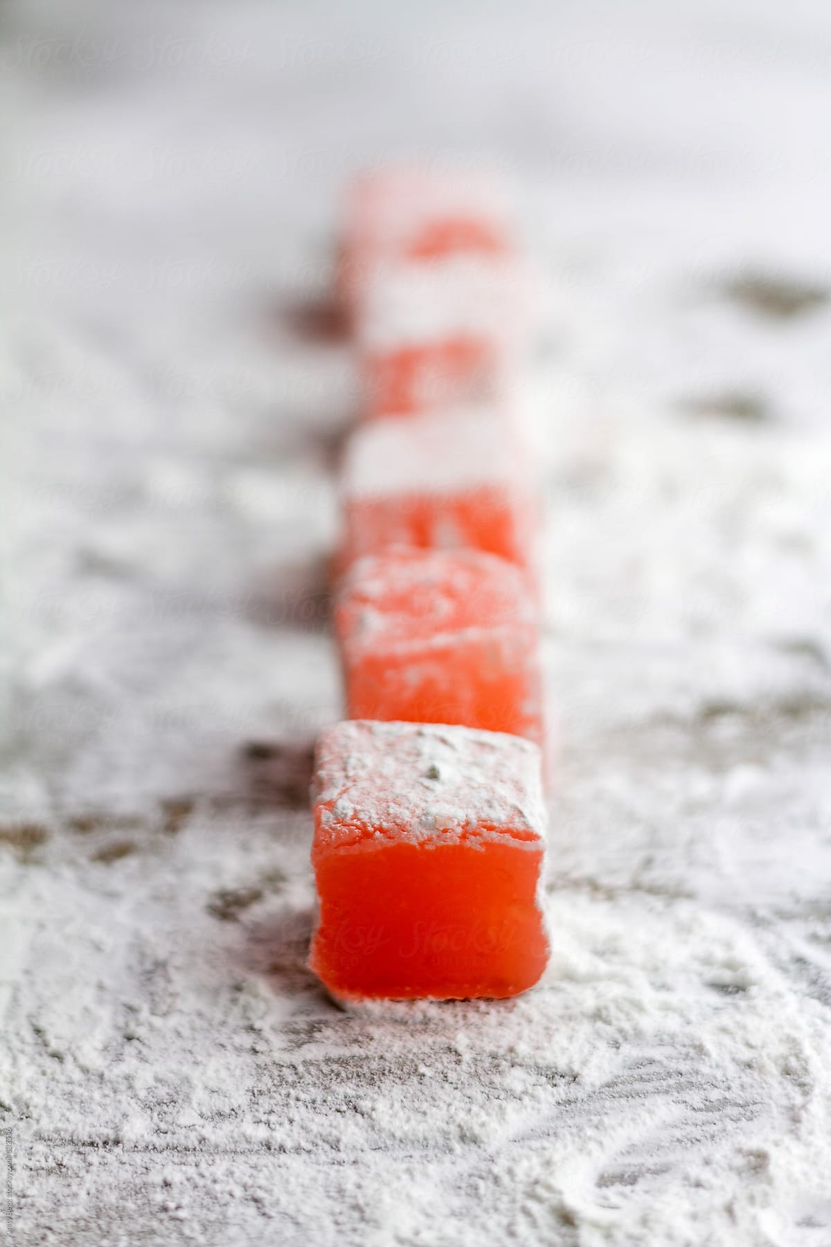 Row of Turkish Delight cubes