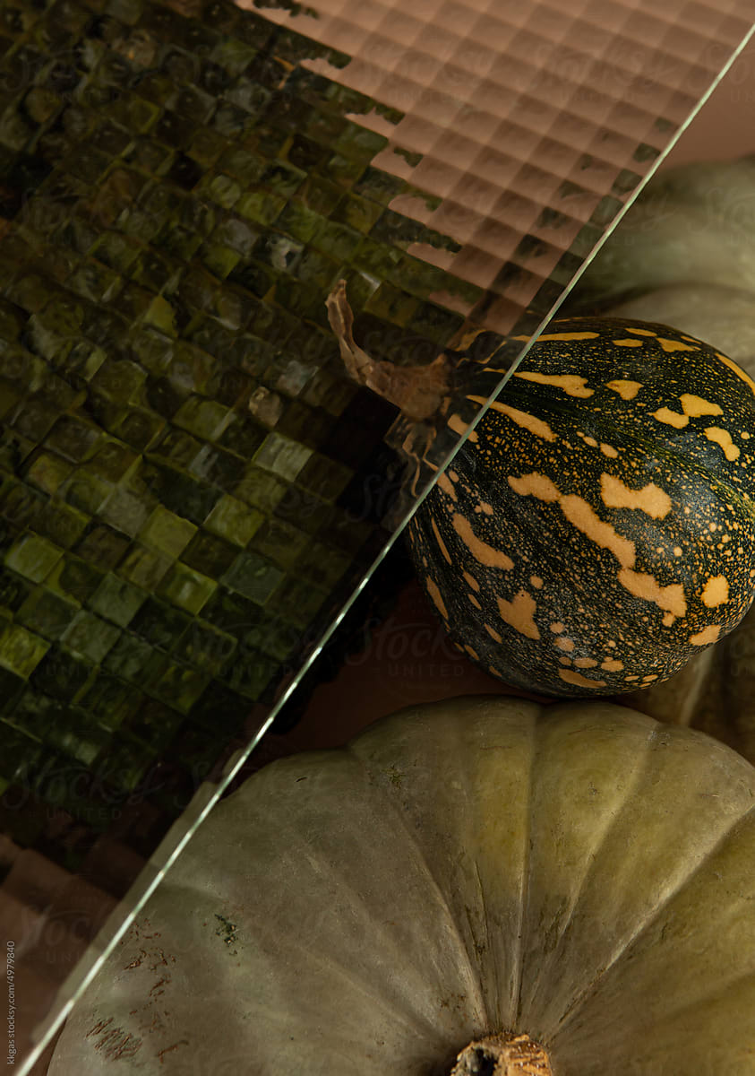 Pumpkin abstract with rippled glass