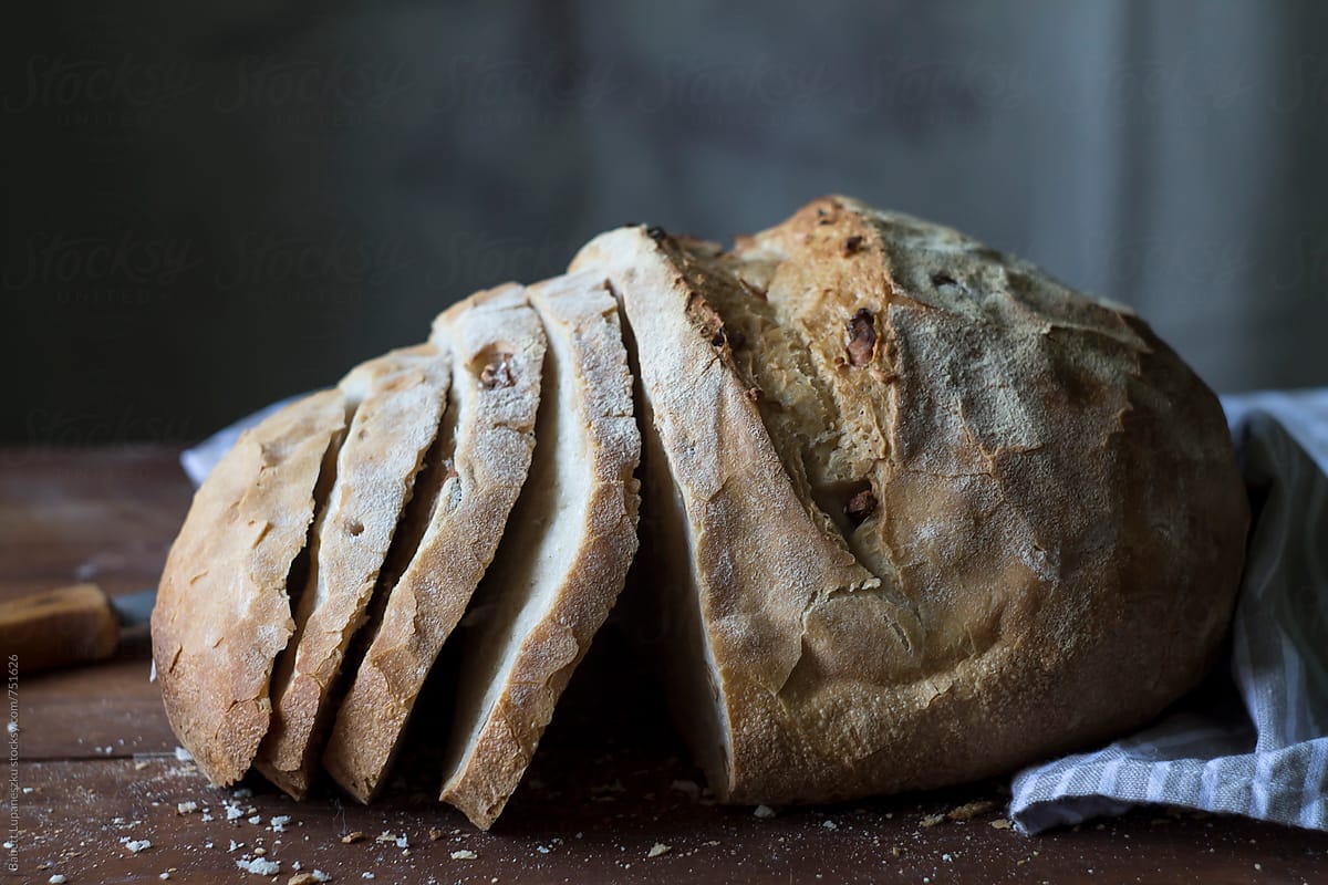Handmade walnut rye bread