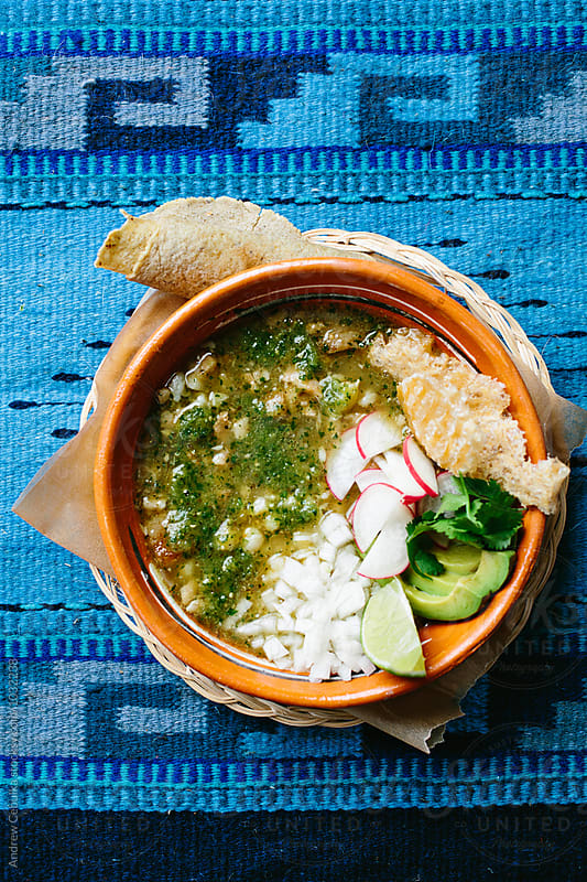 Mexican soup with tortilla