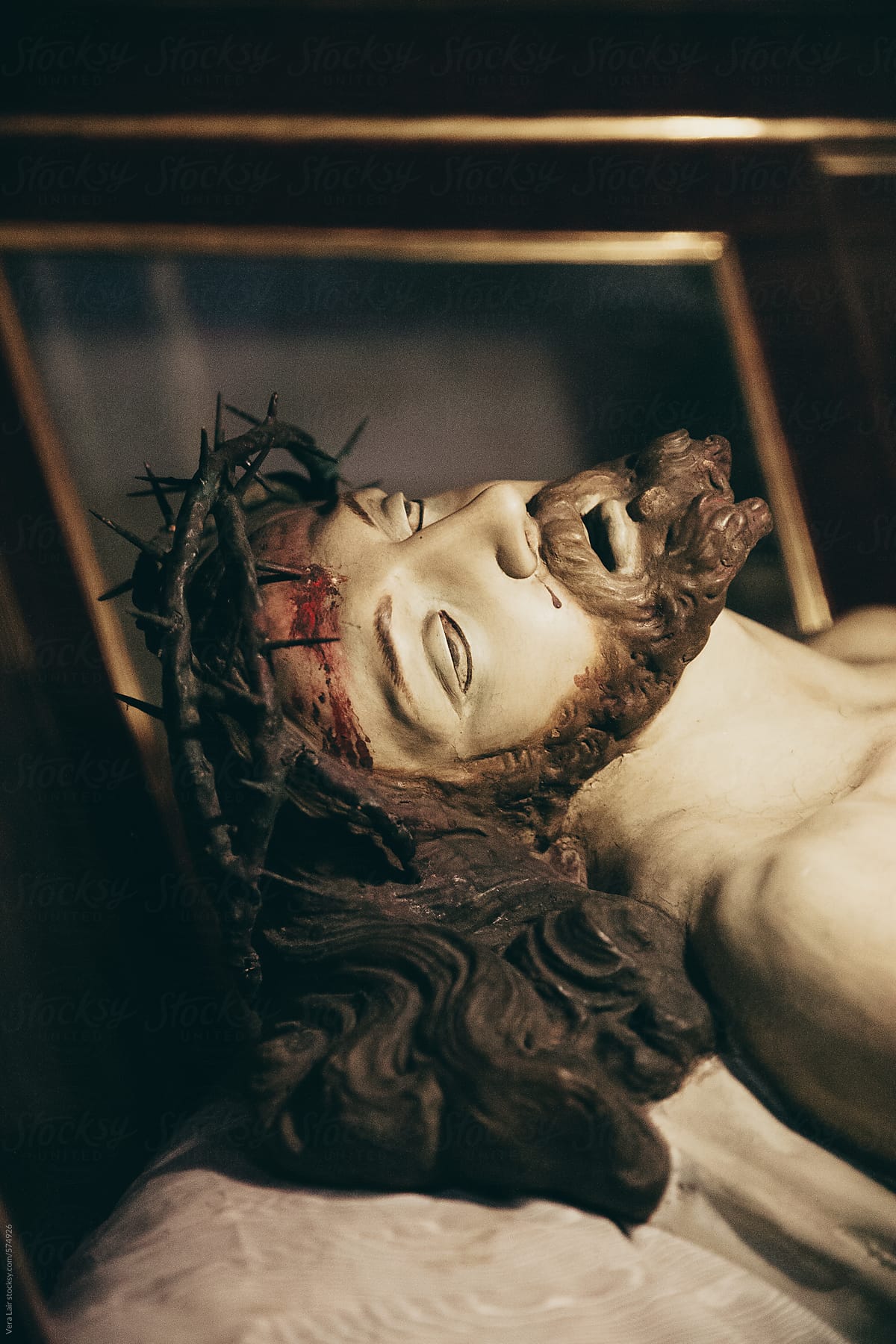 Bloody statue of Jesus's body