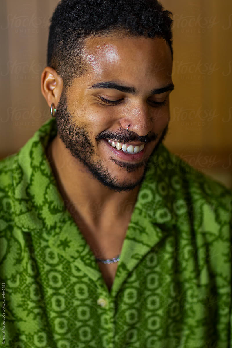 Men\'s vintage Fashion Handsome smiling Hispanic Gen z Man Face Profile