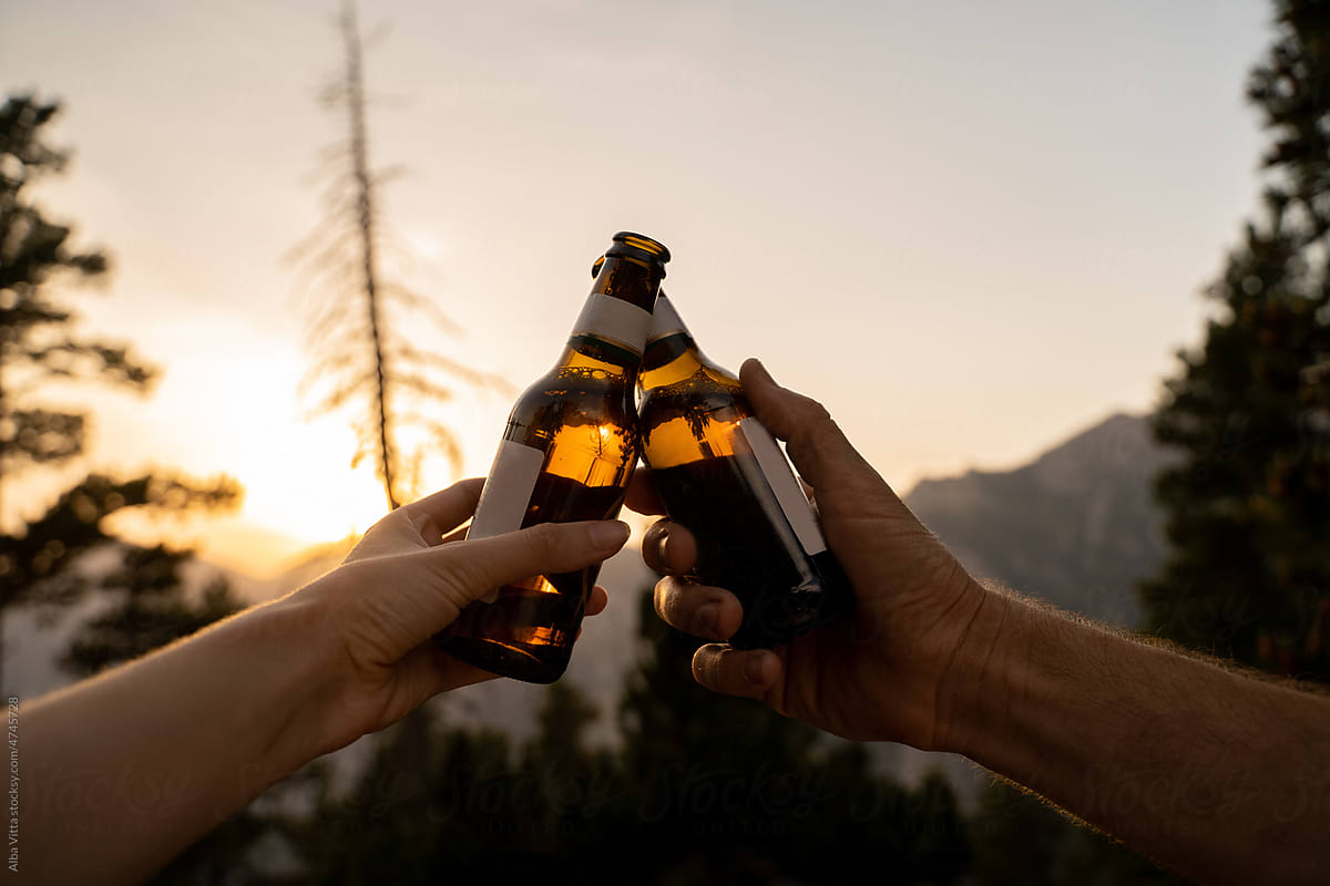 Drinking beer in nature