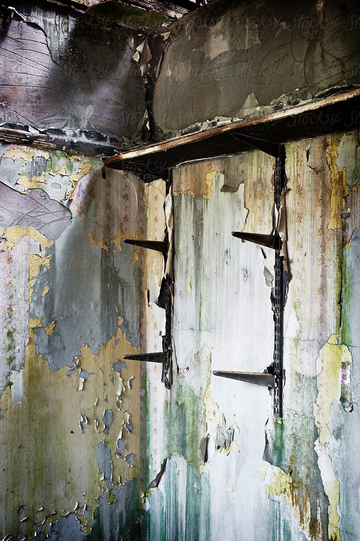 Inside a fire damaged room