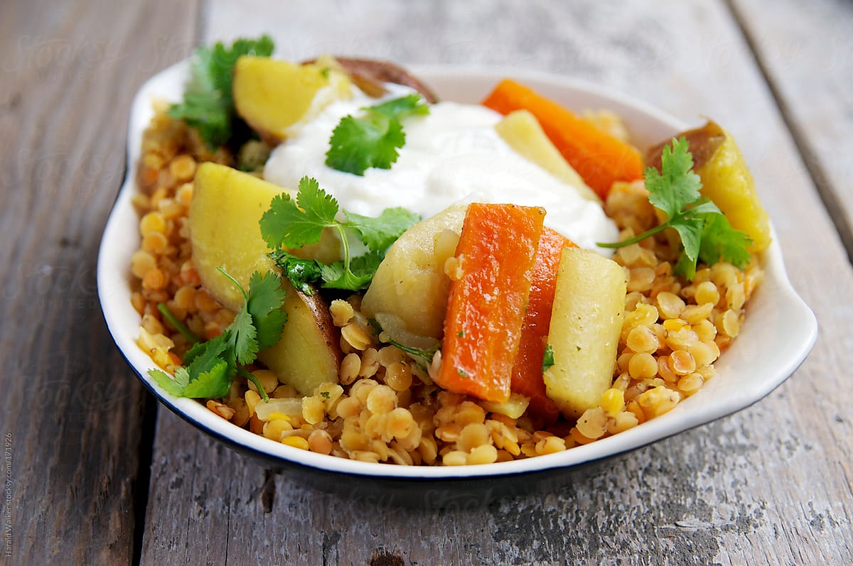 Red Lentils with Spicy Root Vegetables