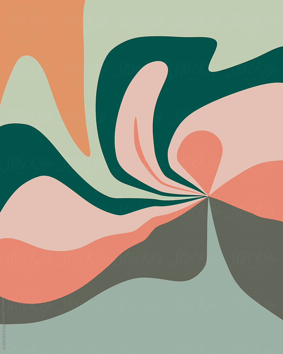 Abstract Flowing Floral Design In Pastel Colors