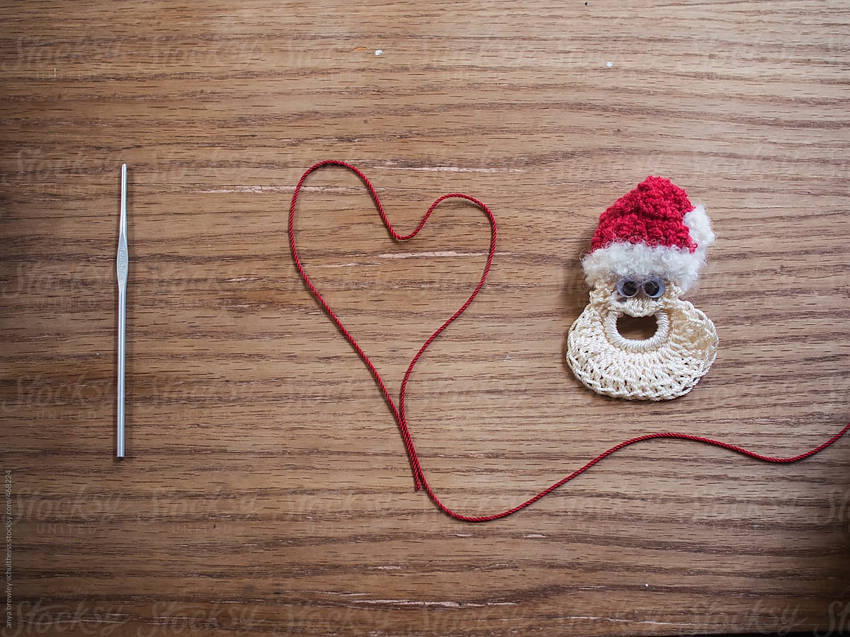 I love Santa spelled out using yarn and a crochet hook