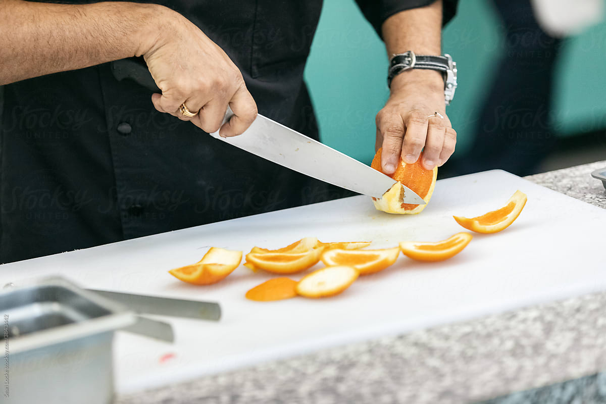 Class: Chef Slicing Citrus For Recipe