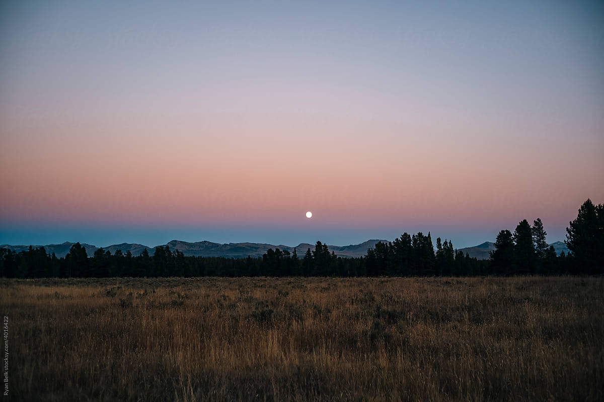 Moonrise in Yellowstone National Park
