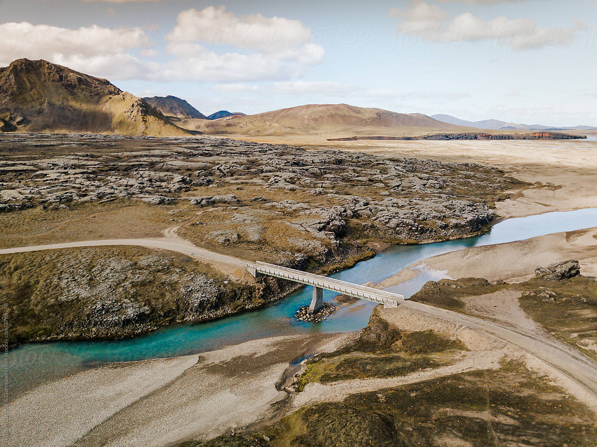 Drone / Aerial footage of Iceland\'s texture and colorful landscape