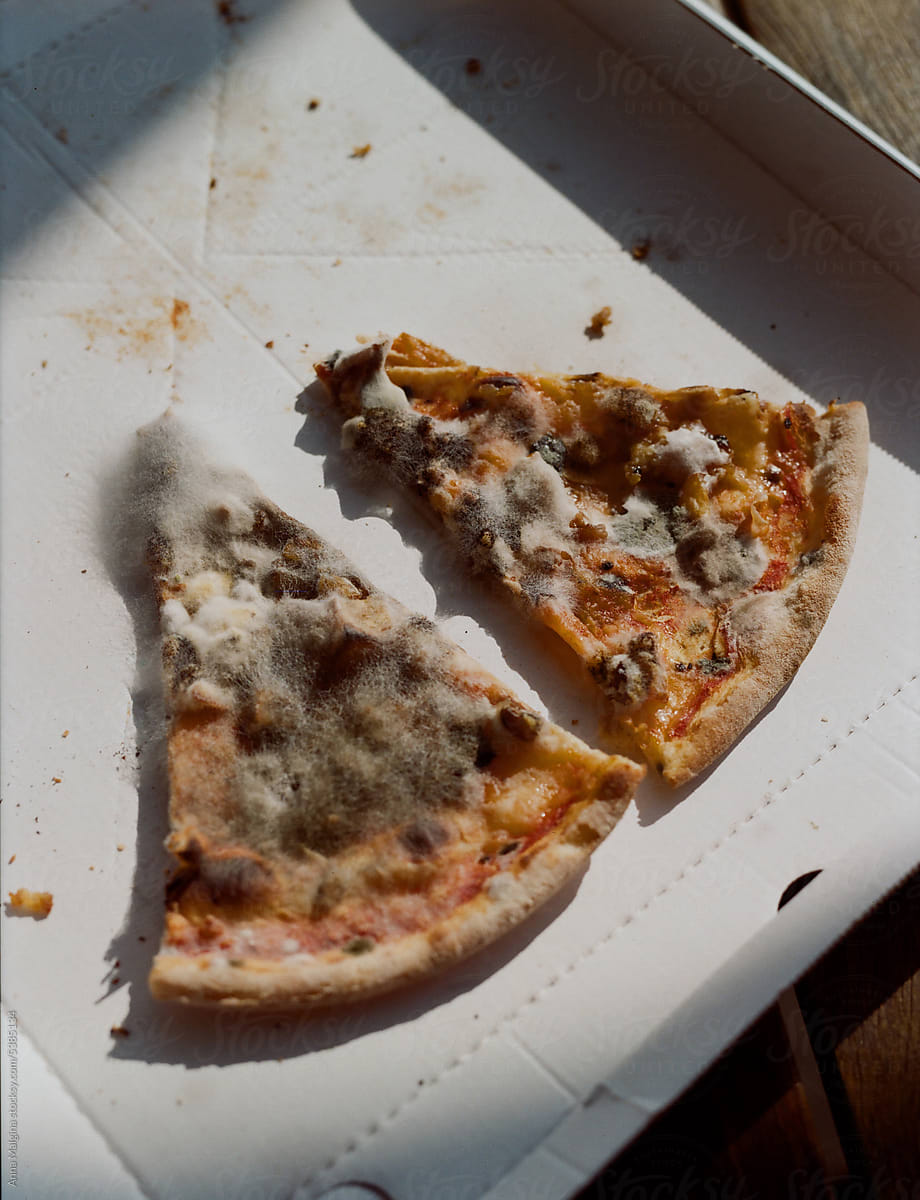 Two pieces of Pizza and mold