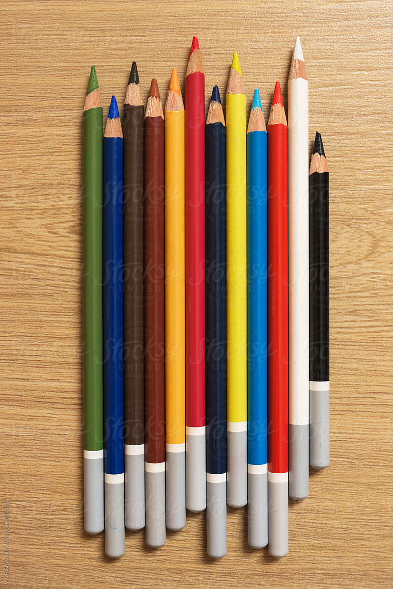 Colored pencils lined