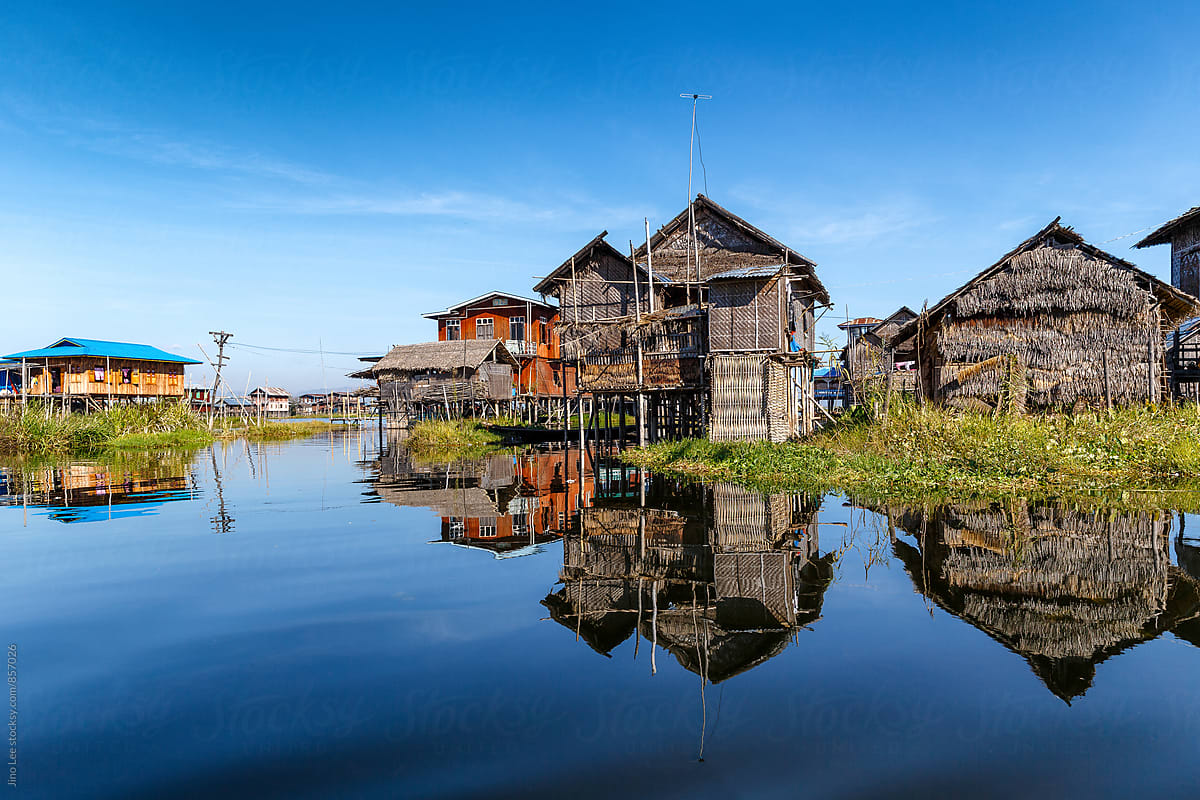 Reflections of local Inle Lake houses