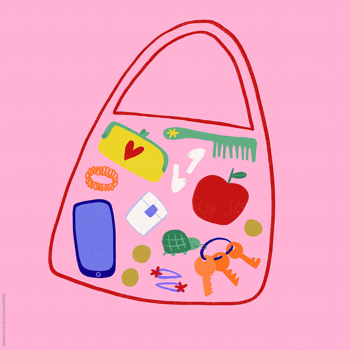 Woman\'s bag full of personal items