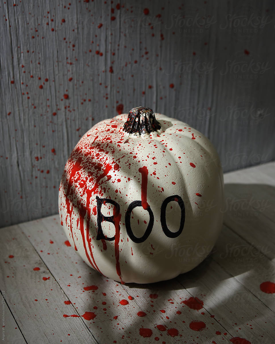 Scary Boo Pumpkin with Paint Splatter