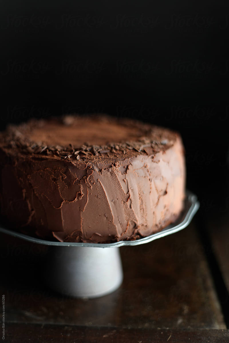 Chocolate Cake With Dark Background