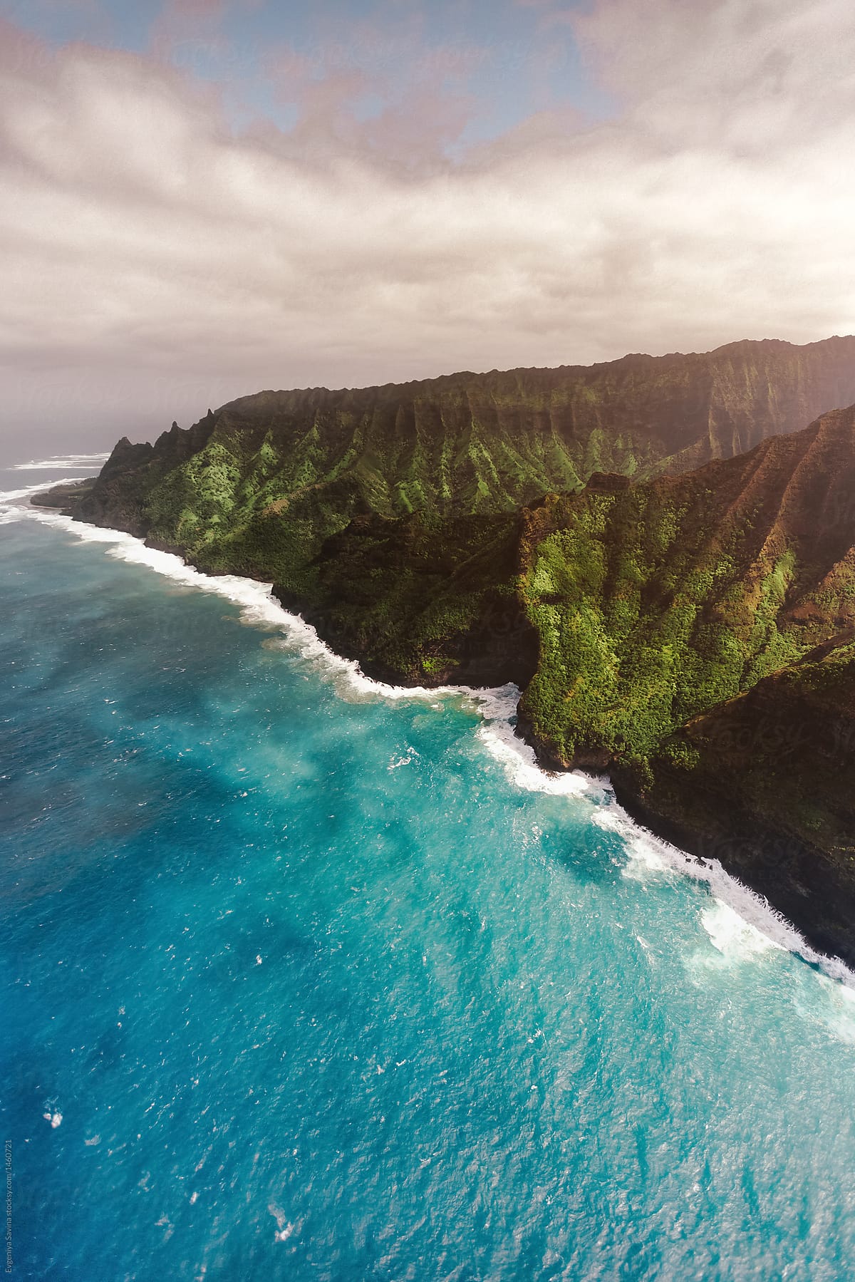 Na Pali Coast of Kauai Island from a helicopter