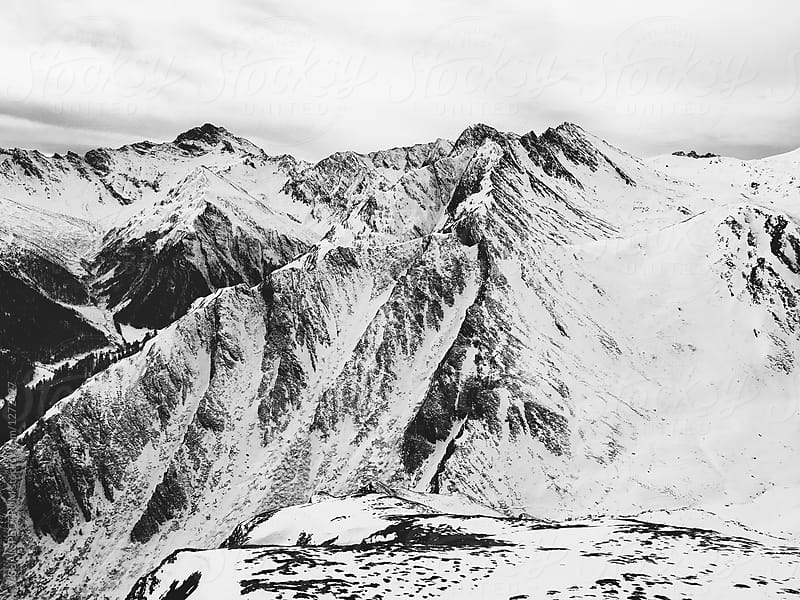 Mountains of Switzerland in black and White - Swiss Alps on Over