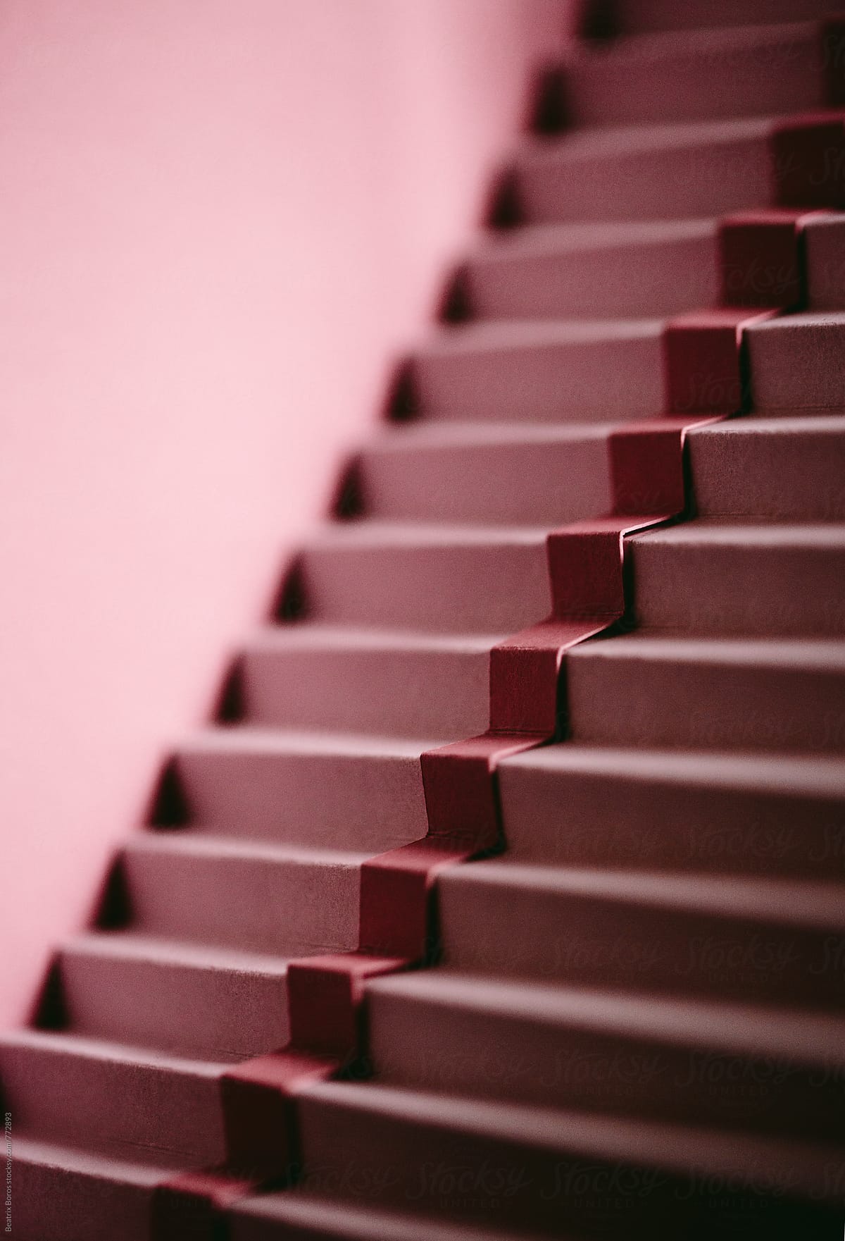 Minimal photo of pink stairs with shadow and light