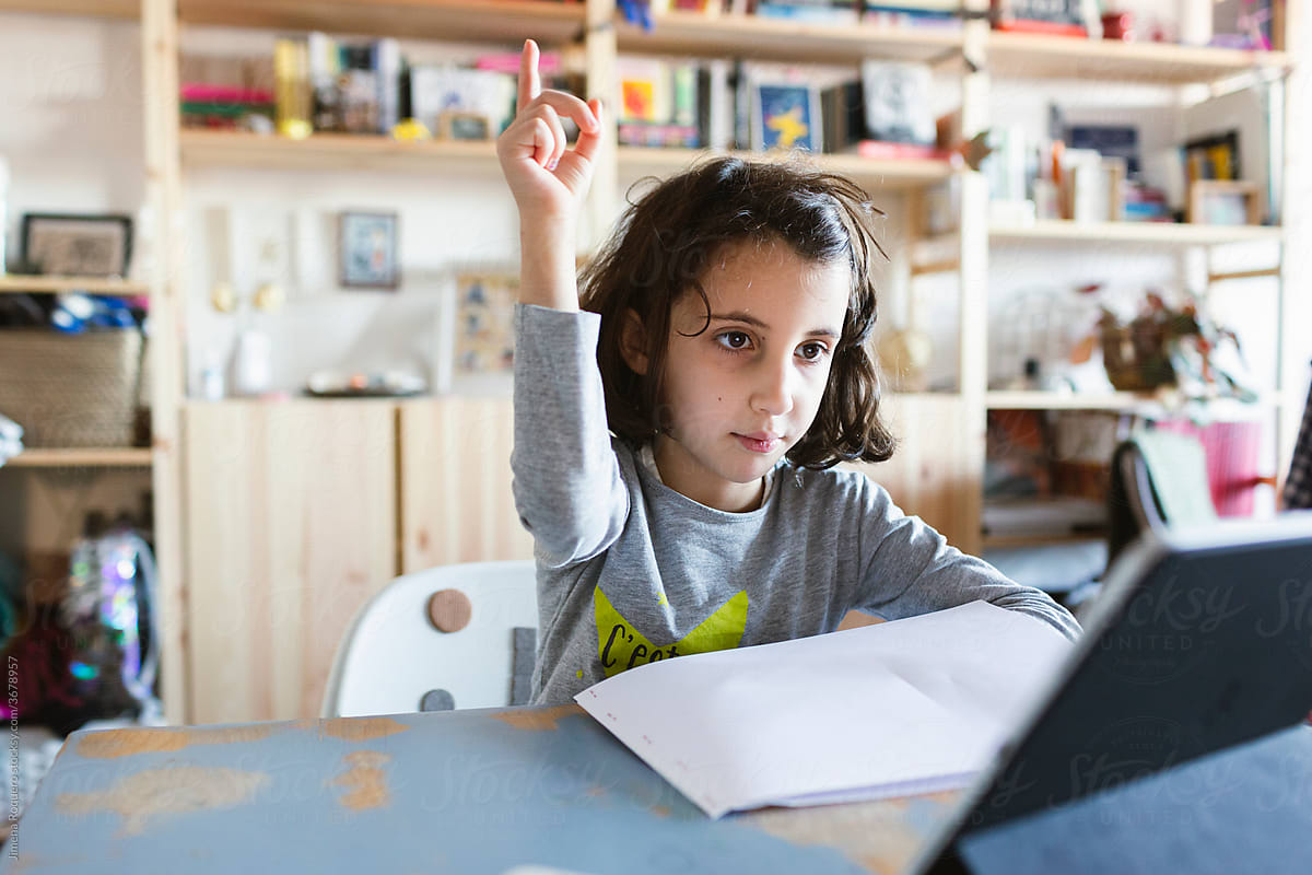 Kid assisting an online class during homeschooling