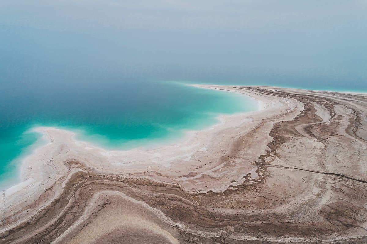 Aerial view of the cost of the dead sea. Israel